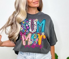 Summer Vibes Shirt Retro Floral Beach Vacation Sunshine Unisex Graphic Tee