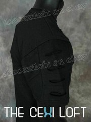 Mens KROME brand T Shirt Shredded Front Holes Black HipHop Slim Fit