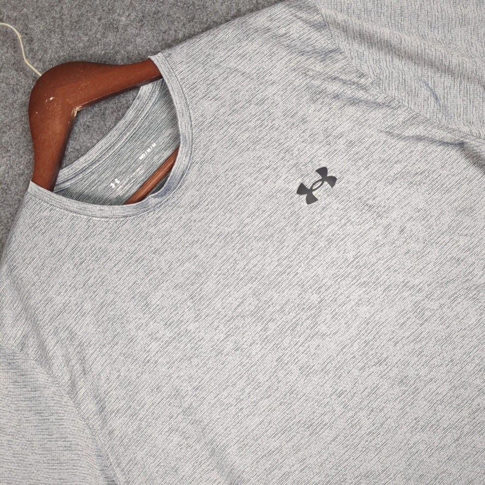 Under Armour Mens Loose Fit HeatGear Heathered Gray Short Sleeve T-Shirt Size M