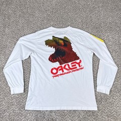 Oakley Shirt Mens XL White Thermonuclear Protection Dinosaur Skate Long Sleeve