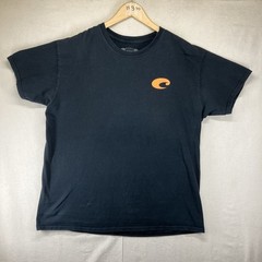 Men’s Short Sleeve Costa T Shirt Black Heavy Cotton Back Camo Logo Large