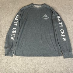 Salty Crew T Shirt Men Large UPF 40+Technical Long Sleeve Tackle Fishing Blue