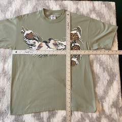 Vtg Cal Cru Tee Shirt Sage Green 90s Single Stitch Birds Winter Sz M USA Made
