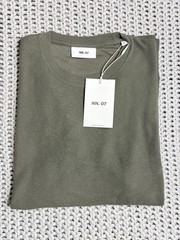 NN. 07 Shirt Mens M White Green Waffle Knit Lightweight Crewneck Tee Casual