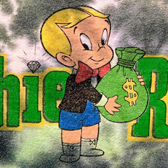 Richie Rich Shirt XL Men Short Sleeve Tie Dye Green 1970 Comic Money Bag Graphic