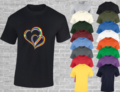 2 PRIDE HEARTS MENS T SHIRT GAY PRIDE LGBTQ COMMUNITY LESBIAN RAINBOW FLAG TOP