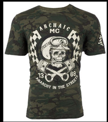 ARCHAIC by AFFLICTION Military Camo FUEL INJECTOR Short Sleeve Slim Fit T-shirt