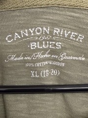 Canyon River Blues Vintage Men’s XL Olive Green Henley Shirt Cotton Tee