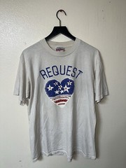 Vintage 90s Request Jeans Heart T Shirt Mens M White Patriotic Short Sleeve Love