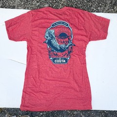 Costa Del Mar T-Shirt Top Men’s Size M Long Sleeve Logo 100% Cotton Red Blue