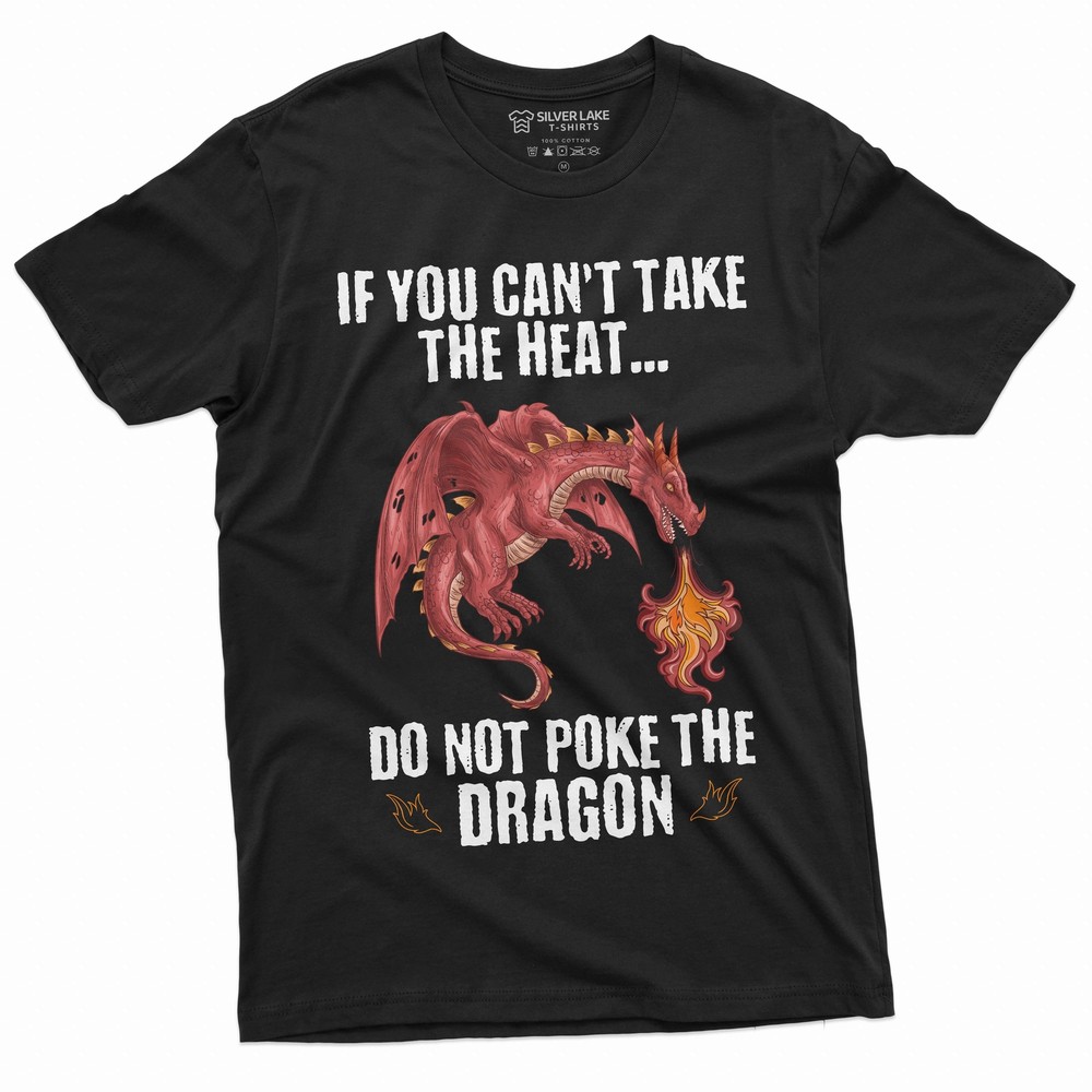 Men’s Funny Poke dragon T-shirt dont poke dragon funny Birthday gift tee