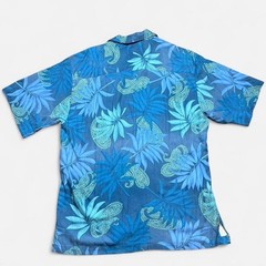 Tommy Bahama Hawaiian Silk Tropical Paisley Blue Short Sleeve Button Up Size M