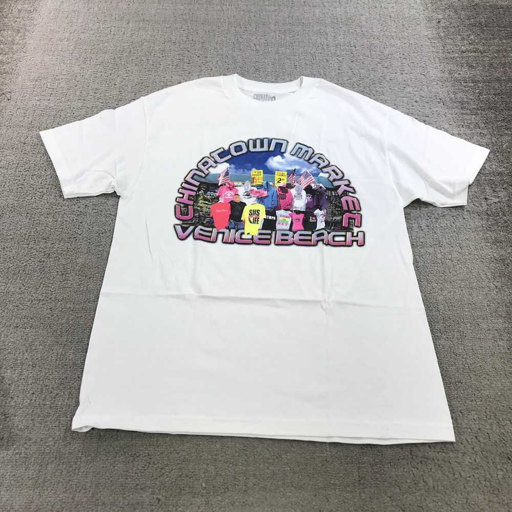 Chinatown Market Shirt Mens Large White Tee Venice Beach Graphic Print White