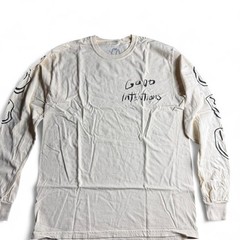 The Weeknd XO Nav Good Intentions Long Sleeve Shirt Cream Smiley Face Mens M