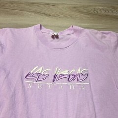 Las Vegas Nevada Shirt Mens Medium Light Purple Short Sleeve Crewneck EUC