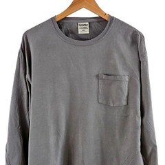 ComfortWash by Hanes Long Sleeve Pocket T-Shirt Gray Size Large 100% Cotton