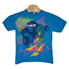 Vintage AAA T Shirt Small Raver Monkey Graphic Print Blue Tee Boom Box Music