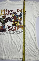 Vintage Nicaragua souvenir T-shirt white Size L 100 Cotton Panama Art Hijos del