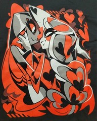 Hazbin Hotel Valentine’s 2023 Charlie + Vaggie XL Black Shirt Vivziepop