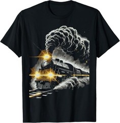 Steam Engine Train Vintage Locomotive Conductor Men Boys T-Shirt