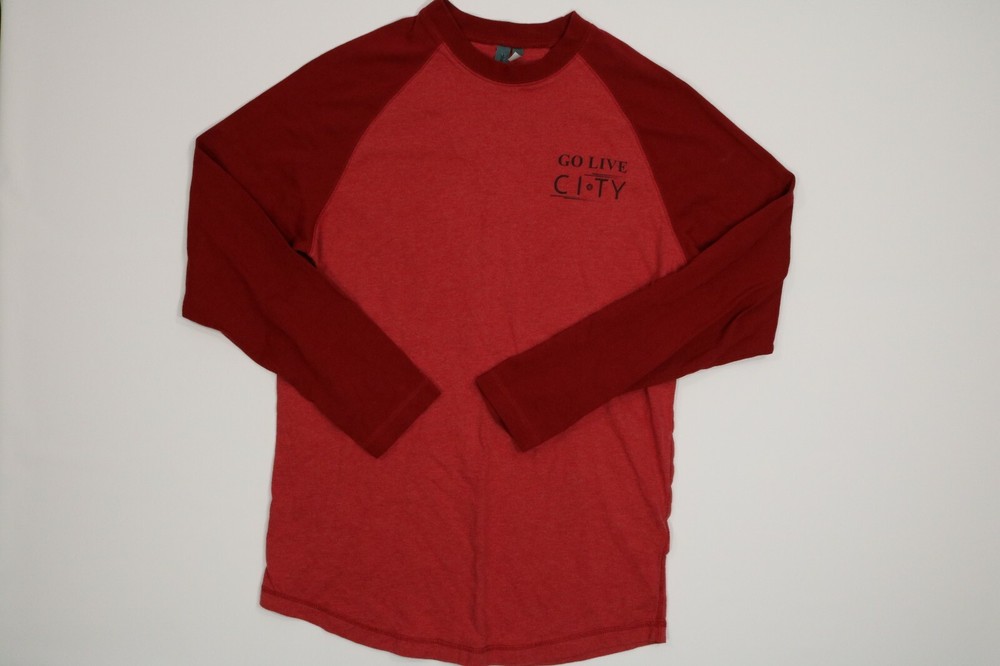 Mens District Thread Red Long Sleeve T Shirt Medium M EUC