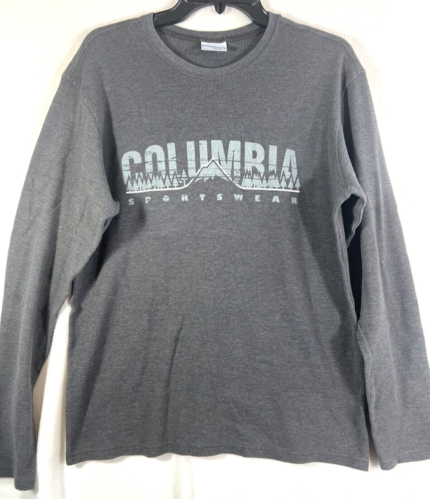 Columbia Sportswear Men’s Medium Gray Waffle Knit Long Sleeve Crew Neck Shirt