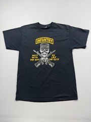 Infantry Shirt Mens Black Skull Rifles Graphic Tee Army Soldier Combat Read