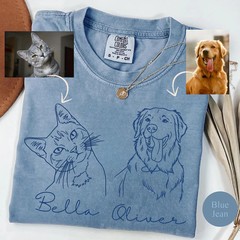 Custom Pet Photo Comfort Tee Personalized Dog Cat Memorial Gift Shirt Unisex