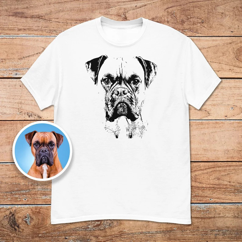 Custom Dog Portrait Comfort Tee Personalized Pet Photo Shirt Gift Idea