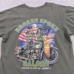 Anvil Shirt Mens Large Green Broken Spoke Saloon Vet Motorcycle Graphic Tee