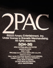2PAC Black Graphic Tee Round Neck Short Sleeves Rap HipHop Size S(34-36)