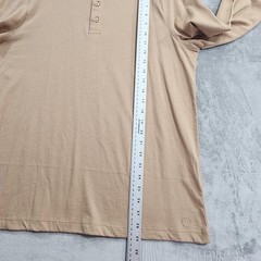 Vustra Shirt Mens L Beige Long Sleeve Henley Organic Cotton Sustainable Casual