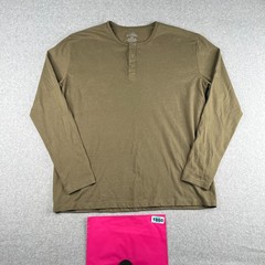 True Classic Henley Shirt Large Brown Casual Long Sleeve Pullover