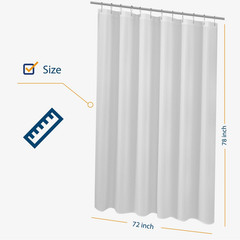 72×78 Polyester Shower Curtain Liner Waterproof Fabric with Magnets