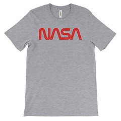 NASA T-Shirt. Large Text Logo. Tee on Black White or Gray. Space Astronaut NEW