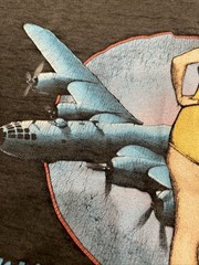 Vintage 80s 1989 3D Emblem Just Brass Pinup Bomber Sentimental Journey T Shirt L