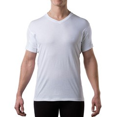 Mens Sweatproof Undershirt – Cotton V Neck T-Shirt with Underarm Sweat Pads –