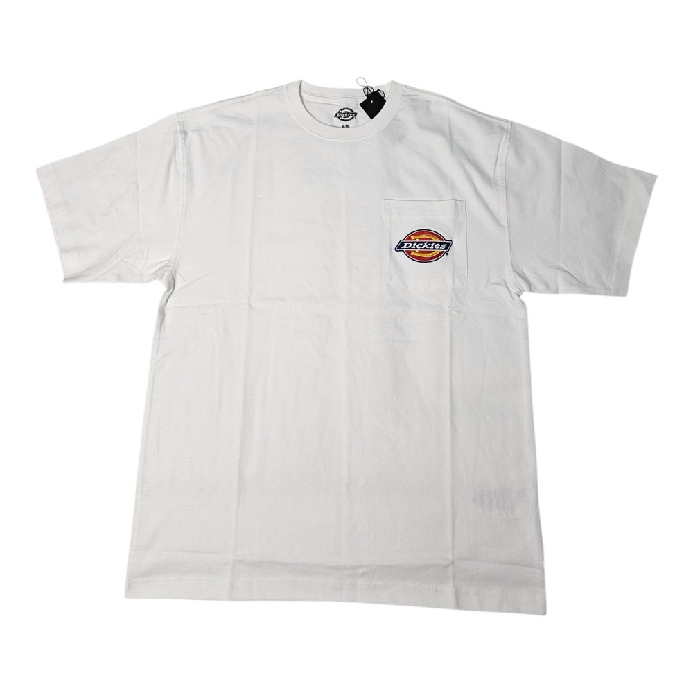 Dickies Men’s Pocket T-shirt, 100% Cotton, Short Sleeve, White Color, Size M.