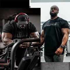 Men’s Gym Sport Workout Cotton Graphic Printed Loose Fit T-Shirt Streetwear Tee