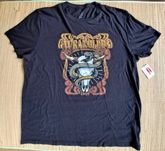 WRANGLER 2XL Rattle Snake BULL STEER SKULL Graphic Black Short Sleeve T Shirt