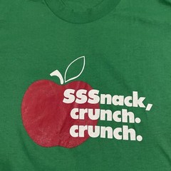 EUC! Vintage 80s Apple Green T Shirt Adult Mens S/M Fit 50/50 Graphic K-Brand