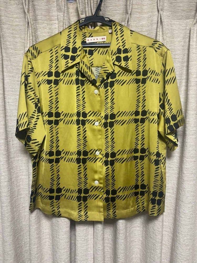 UNIQLO MARNI Geometric Pattern Short Sleeve Open Collar Shirt