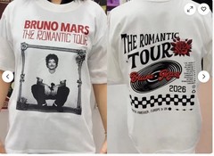 Bruno Mars The Romantic Tour 2026 music short sleeve 2 side T-shirt