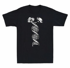 MUSHROOM DNA T-Shirt Adult Large Black Shroom Mycology Fungi Foraging Graphic T