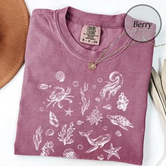 Comfort Tee Garment Dyed Sea Life Ocean Marine Life Soft Cotton