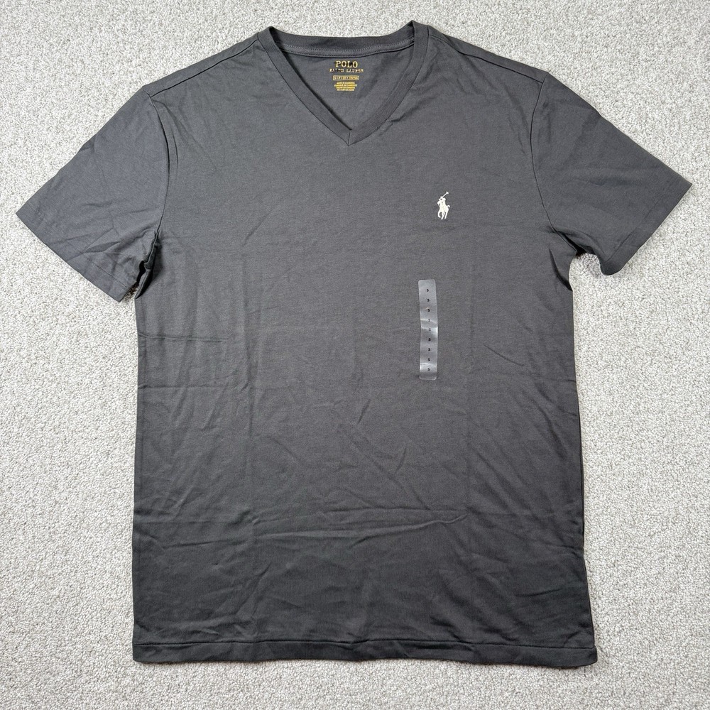 NEW Polo Ralph Lauren Men’s Charcoal Gray Cotton V-Neck T-Shirt