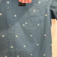 FASTHOUSE MENS LARGE SMS JASPER SS BUTTON-UP SHIRT SKULLS VINTAGE BLUE
