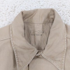 Vintage 50s Military Utility Work Shirt Mens 15-34 (Fits M), Khaki Twill, Korea