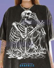 Melting Skeleton Dripping Skull Dark Art Comfort Tee Shirt Apparel