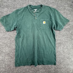 Carhartt Henley Shirt Mens Medium Green Navy 2 Pack Short Sleeve Pocket Work